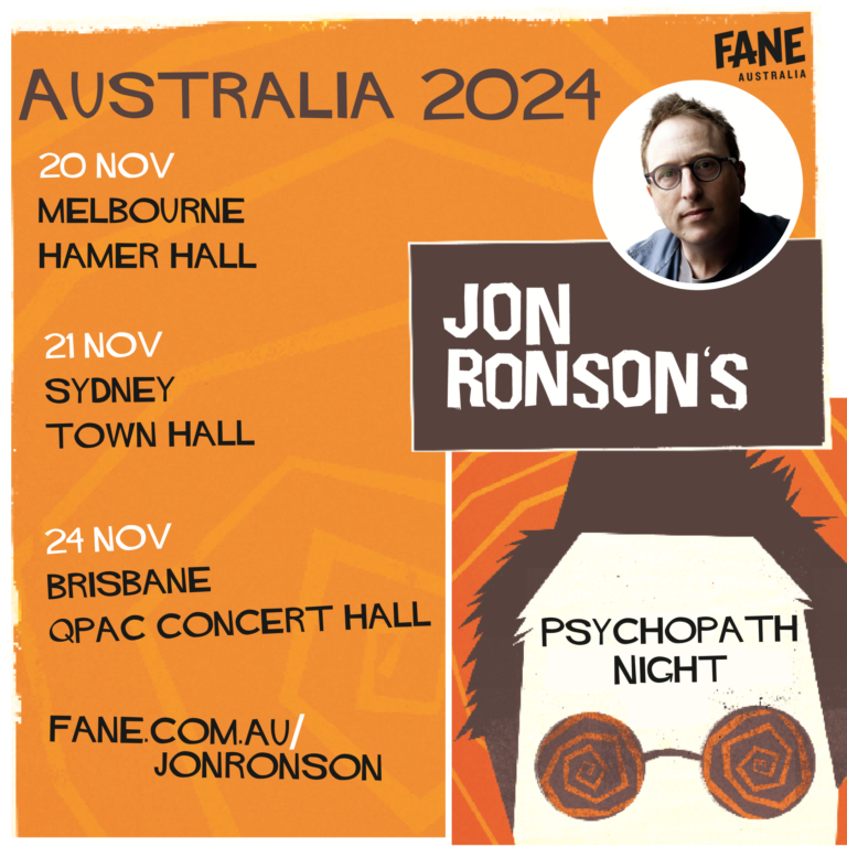 Jon Ronson returns to Australia! On the 15th anniversary of his seminal work; The Psychopath Test Jon Ronson returns to Australia!